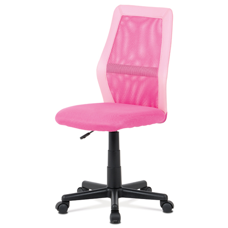 Kancelárska stolička ružový MESH + ekokoža, výšk. nast., kríž plast čierny KA-V101 PINK