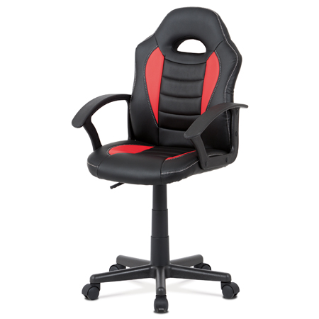 Kancelárska stolička, červená-čierna ekokoža, výšk. nast., kríž plast čierny KA-V107 RED