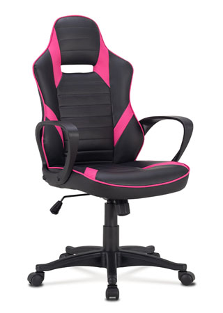 Kancelárska stolička ružová PU + čierna PU KA-Y207 PINK