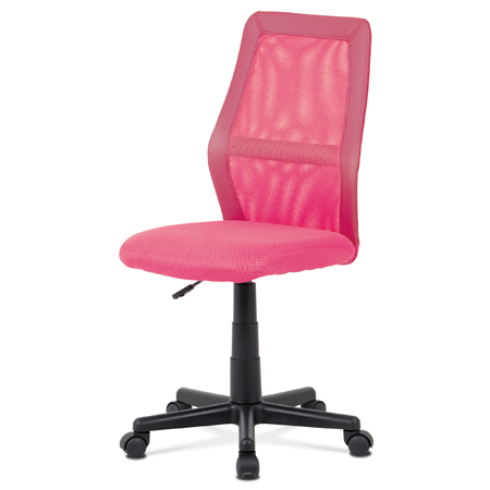 Detská stolička, poťah ružová látka a sieťovina MESH a ekokoža, výškovo nastavitelná - KA-Z101 PINK