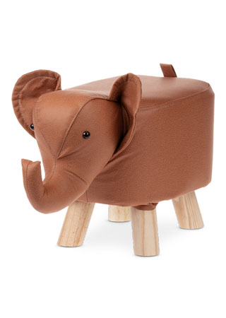 Taburetka - slon, poťah škoricovo hnedá látka v dekore kože LA2012